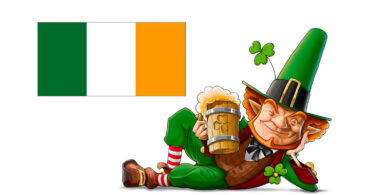 Lutin de la Saint Patrick et drapeau irlandais